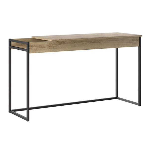 Towels Usa 53 x 18 x 30 in. Noa Office Desk in Oak Melamine with Black Painted Metal Frame TO1719927 - main